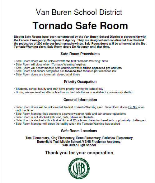 Tornado Safe Room Procedures 