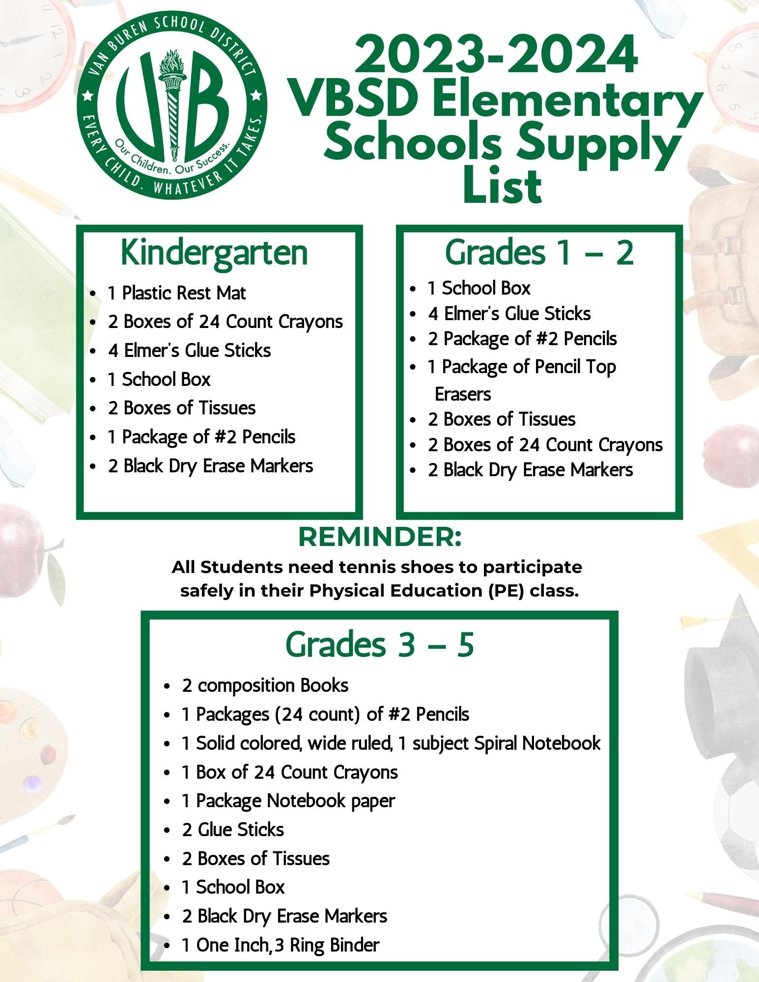 School Supply List / 2023-24 School Supply List