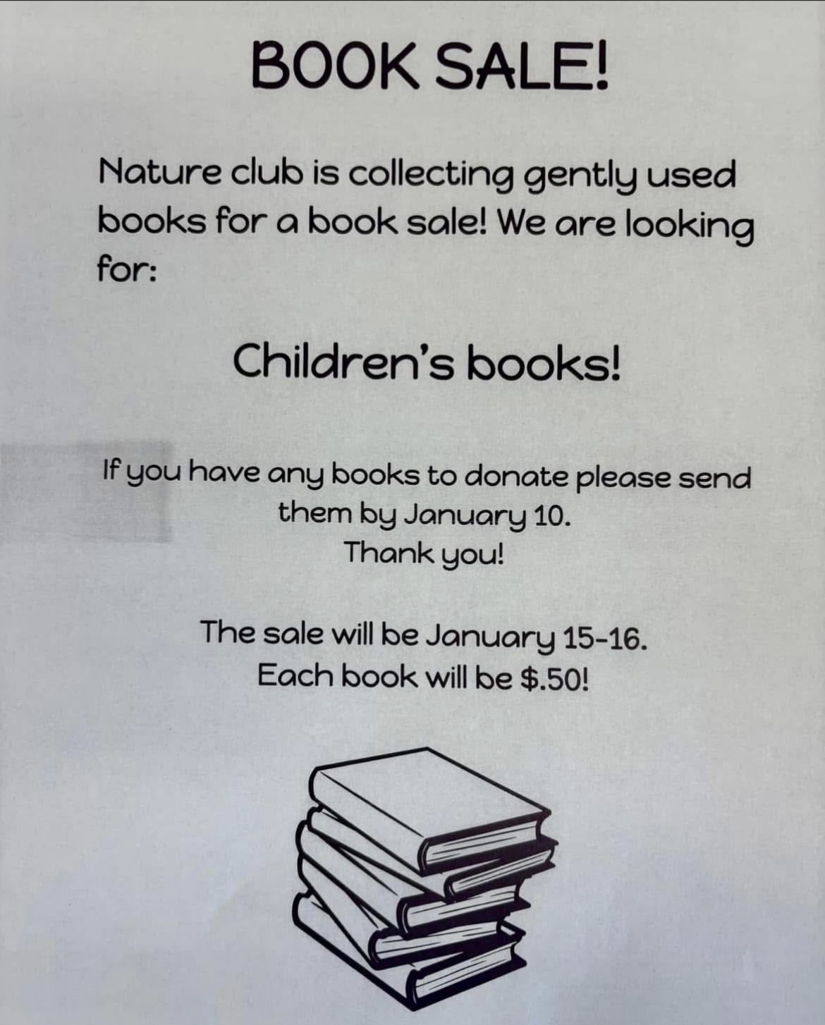 Nature Club Book Sale